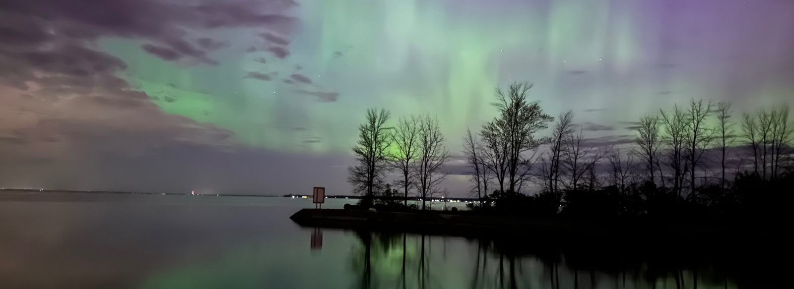 northern lights over the beaverton harbour