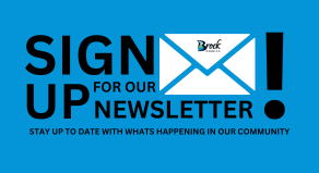 blue box txt reads sign up for a newsletter 